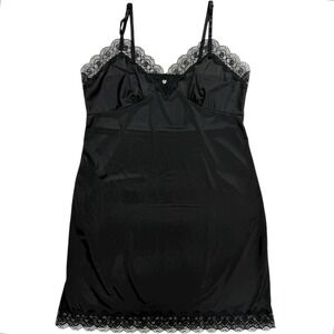 Vintage Sliperfection Size Women's 44 Black Chemise Slip Dress‎ Lace Trim Nylon